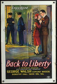 3z056 BACK TO LIBERTY one-sheet poster '27 cool stone litho art of George Walsh & Dorothy Hall!