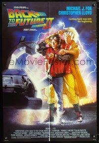 3z057 BACK TO THE FUTURE II one-sheet '89 art of Michael J. Fox & Christopher Lloyd by Drew Struzan!