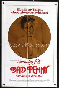 3z059 BAD PENNY one-sheet '78 heads or tails, Samantha Fox is always a winner, x-rated, cool image!