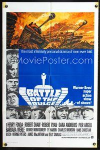 3z068 BATTLE OF THE BULGE int'l 1sh R70 Henry Fonda, Robert Shaw, cool Thurston tank art!