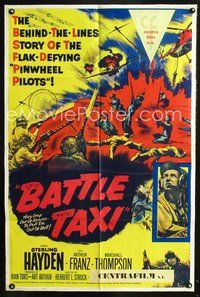 3z069 BATTLE TAXI one-sheet movie poster '55 Sterling Hayden, Arthur Franz, cool war artwork!