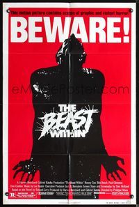 3z072 BEAST WITHIN one-sheet movie poster '82 Philippe Mora, BEWARE!, great horror art design!