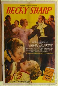 3z074 BECKY SHARP 1sheet R44 Rouben Mamoulian directs first Technicolor feature with Miriam Hopkins!
