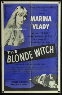 3z100 BLONDE WITCH one-sheet movie poster '55 close-up of sexy Sorceress Marina Vlady!