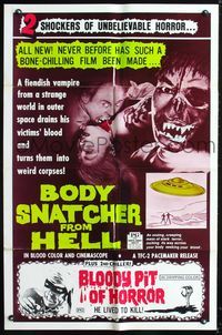 3z102 BODY SNATCHER FROM HELL/BLOODY PIT OF HORROR one-sheet '70s wild foreign horror double-bill!