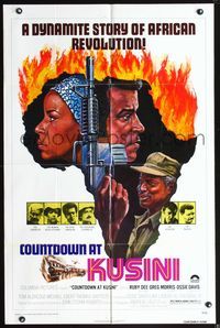 3z183 COUNTDOWN AT KUSINI 1sheet '76 a dynamite story of African revolution, C.W. Taylor fiery art!