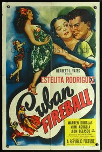 3z191 CUBAN FIREBALL one-sheet movie poster '51 great art of sexy dancer Estelita Rodriguez!