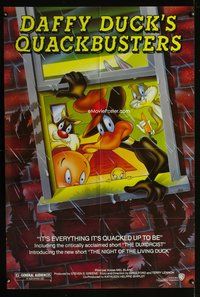 3z196 DAFFY DUCK'S QUACKBUSTERS 1sh '88 Mel Blanc, great cartoon image of Looney Tunes characters!