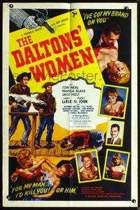 3z197 DALTONS' WOMEN style B one-sheet poster '50 Tom Neal, Pamela Blake would kill for her man!
