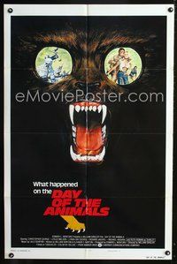 3z206 DAY OF THE ANIMALS int'l style B one-sheet '77 wildlife revenge more shocking than The Birds!