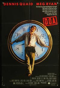 3z193 D.O.A. one-sheet movie poster '88 cool image of Dennis Quaid as the hands of a clock!