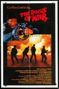 3z233 DOGS OF WAR int'l one-sheet '81 great artwork of Christopher Walken with really BIG gun!
