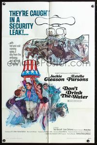 3z235 DON'T DRINK THE WATER one-sheet poster '69 written by Woody Allen, cool artwork by Kossin!