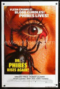3z238 DR. PHIBES RISES AGAIN 1sh '72 Vincent Price, classic super close up image of beetle in eye!