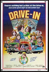 3z241 DRIVE-IN one-sheet movie poster '76 movie theater teen comedy, wacky artwork!