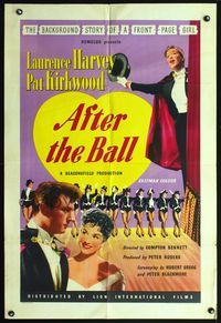 3z028 AFTER THE BALL English one-sheet '57 Laurence Harvey, Pat Kirkwood, cool art of dancers!
