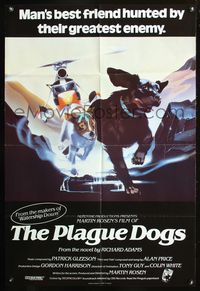 3z731 PLAGUE DOGS English one-sheet poster '82 Martin Rosen cartoon, cool canine art by M. Erichsen!