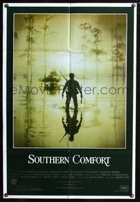 3z846 SOUTHERN COMFORT English 1sh '81 Walter Hill, Keith Carradine, cool image of hunter in swamp!