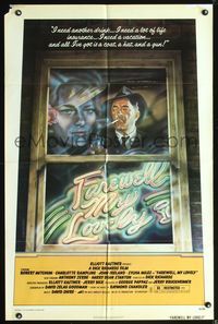 3z290 FAREWELL MY LOVELY 1sheet '75 cool David McMacken artwork of Robert Mitchum smoking in window!