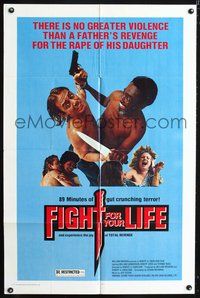 3z300 FIGHT FOR YOUR LIFE one-sheet movie poster '77 there is no greater violence, great wild image!