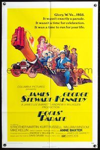 3z334 FOOLS' PARADE one-sheet '71 James Stewart, George Kennedy, Strother Martin, cool artwork!
