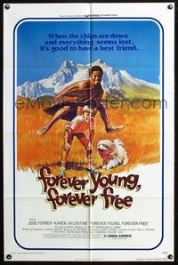 3z338 FOREVER YOUNG FOREVER FREE one-sheet '76 great Jarvis art of little boys playing leapfrog!