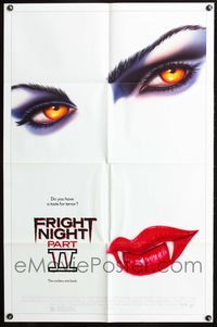 3z354 FRIGHT NIGHT 2 1sh '89 the suckers are back, great sexy vampire eyes & mouth with fangs art!