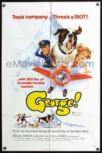 3z375 GEORGE one-sheet movie poster '72 wacky art of giant St. Bernard dog flying airplane!
