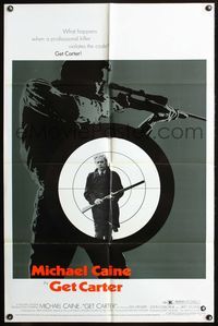 3z378 GET CARTER one-sheet movie poster '71 great image of assassin Michael Caine!