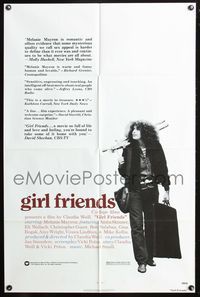 3z389 GIRL FRIENDS one-sheet movie poster '78 great image of Melanie Mayron, Claudia Weill!