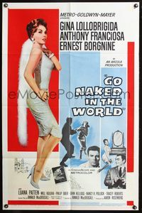 3z394 GO NAKED IN THE WORLD one-sheet movie poster '61 super sexy full-length Gina Lollobrigida!