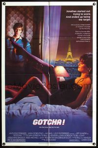 3z407 GOTCHA one-sheet movie poster '85 Anthony Edwards with sexy Linda Florentino in Paris!