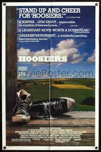 3z465 HOOSIERS one-sheet poster '86 Indiana college sports, best basketball movie ever, great image!