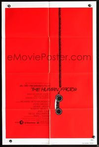 3z477 HUMAN FACTOR one-sheet poster '80 Otto Preminger, cool art of hanging telephone by Saul Bass!