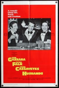 3z480 HUSBANDS one-sheet movie poster '70 great image of Ben Gazzara, Peter Falk & John Cassavetes!