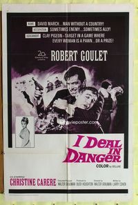 3z484 I DEAL IN DANGER one-sheet movie poster '66 cool art of singer Robert Goulet as a spy!