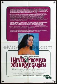 3z488 I NEVER PROMISED YOU A ROSE GARDEN one-sheet poster '77 close-up of pretty Kathleen Quinlan!