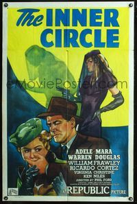 3z507 INNER CIRCLE one-sheet movie poster '46 great artwork of sexy veiled Adele Mara with gun!
