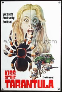 3z562 KISS OF THE TARANTULA one-sheet '75 wild horror art of big hairy spiders attacking people!