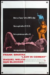 3z573 LADY IN CEMENT one-sheet movie poster '68 detective Frank Sinatra & sexy Raquel Welch!