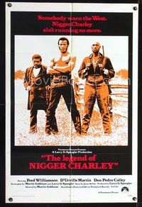 3z581 LEGEND OF NIGGER CHARLEY one-sheet '72 Slave to outlaw Fred Williamson ain't running no more!