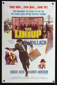 3z587 LINEUP 1sheet '58 Don Siegel classic film noir, great image of Eli Wallach running with gun!
