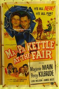 3z611 MA & PA KETTLE AT THE FAIR one-sheet poster '52 Marjorie Main & Percy Kilbride harness racing!
