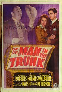 3z620 MAN IN THE TRUNK one-sheet '42 ghost Raymond Walburn helps Holmes & Roberts find his murderer!