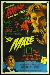 3z625 MAZE style A 1sh '53William Cameron Menzies, cool image of screaming girl reaching off screen!