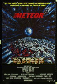 3z631 METEOR one-sheet poster '79 Sean Connery, Natalie Wood, cool sci-fi artwork by T. Beaurais!