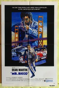 3z643 MR. RICCO one-sheet movie poster '74 Dean Martin, Cindy Williams, cool L. Salle artwork!