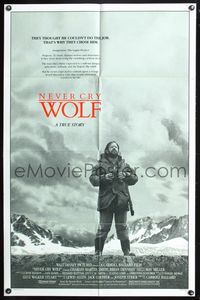 3z663 NEVER CRY WOLF one-sheet '83 Walt Disney, great image of Charles Martin Smith alone in wild!