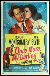 3z698 ONCE MORE MY DARLING style A 1sheet '49 romantic image of Robert Montgomery & sexy Ann Blyth!
