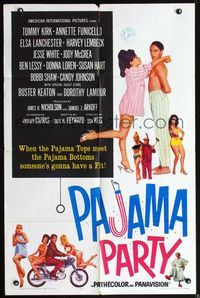 3z715 PAJAMA PARTY one-sheet movie poster '64 Annette Funicello, Tommy Kirk, sexy lingerie artwork!